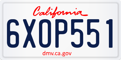 CA license plate 6XOP551