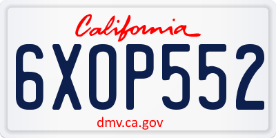 CA license plate 6XOP552