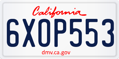 CA license plate 6XOP553