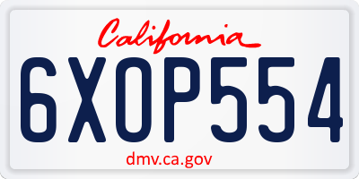 CA license plate 6XOP554