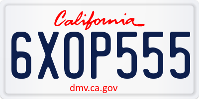 CA license plate 6XOP555