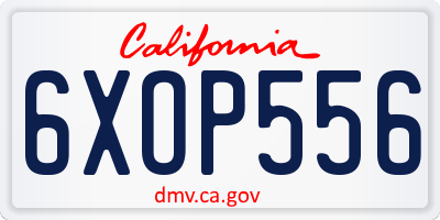 CA license plate 6XOP556