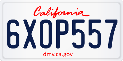 CA license plate 6XOP557