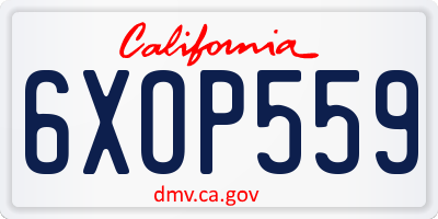 CA license plate 6XOP559