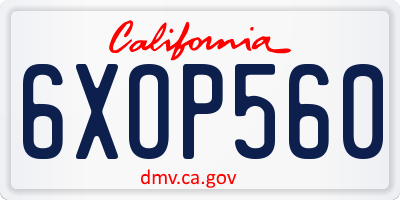 CA license plate 6XOP560