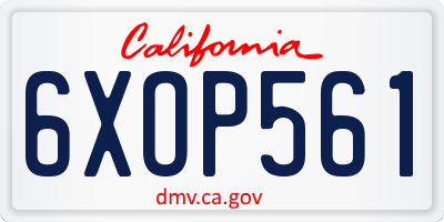 CA license plate 6XOP561