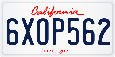 CA license plate 6XOP562