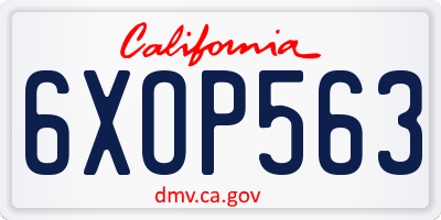 CA license plate 6XOP563