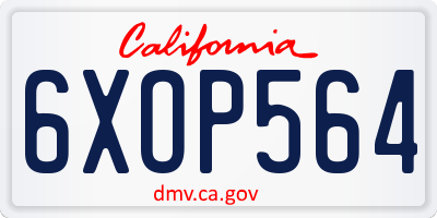 CA license plate 6XOP564