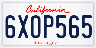 CA license plate 6XOP565