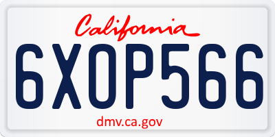 CA license plate 6XOP566