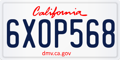 CA license plate 6XOP568