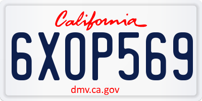 CA license plate 6XOP569