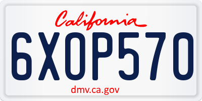 CA license plate 6XOP570