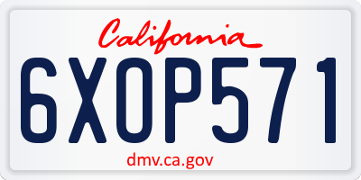 CA license plate 6XOP571