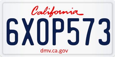 CA license plate 6XOP573