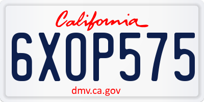 CA license plate 6XOP575