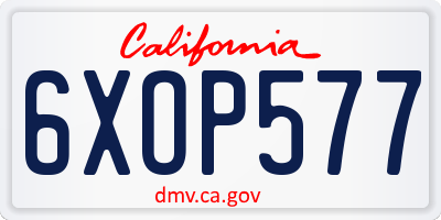 CA license plate 6XOP577