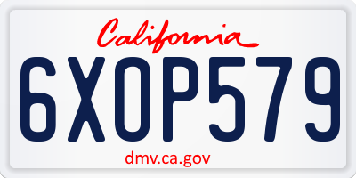 CA license plate 6XOP579