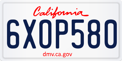 CA license plate 6XOP580