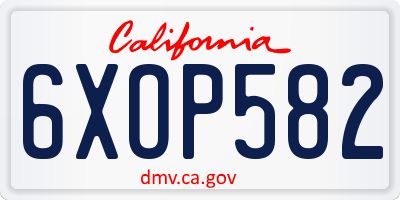 CA license plate 6XOP582