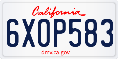 CA license plate 6XOP583