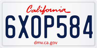 CA license plate 6XOP584