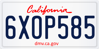 CA license plate 6XOP585