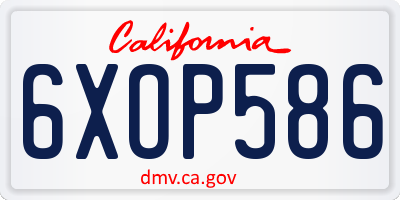 CA license plate 6XOP586