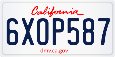 CA license plate 6XOP587