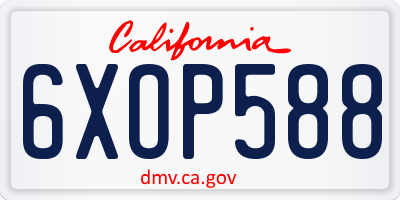 CA license plate 6XOP588