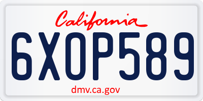 CA license plate 6XOP589
