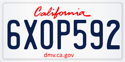 CA license plate 6XOP592
