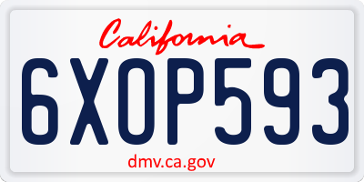 CA license plate 6XOP593