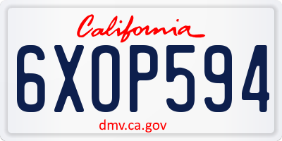 CA license plate 6XOP594