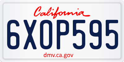 CA license plate 6XOP595