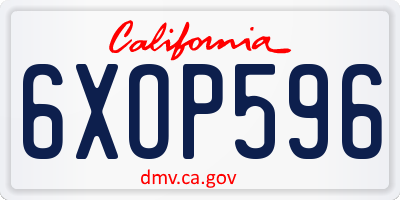 CA license plate 6XOP596