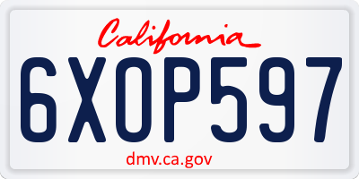 CA license plate 6XOP597