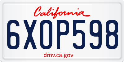 CA license plate 6XOP598