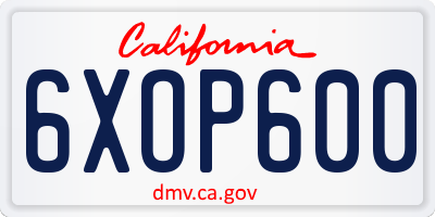CA license plate 6XOP600