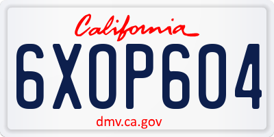 CA license plate 6XOP604