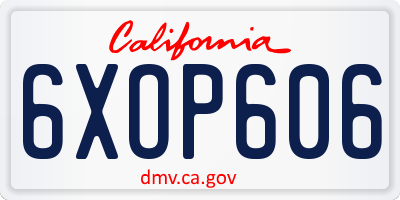 CA license plate 6XOP606