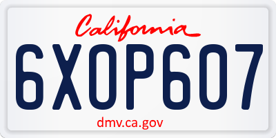 CA license plate 6XOP607