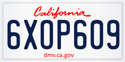 CA license plate 6XOP609