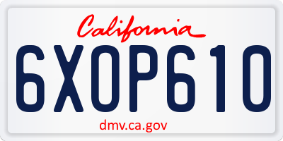 CA license plate 6XOP610