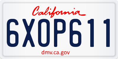 CA license plate 6XOP611
