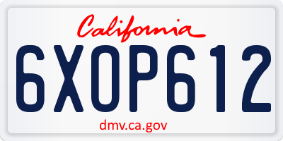 CA license plate 6XOP612