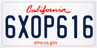 CA license plate 6XOP616