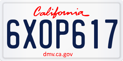 CA license plate 6XOP617