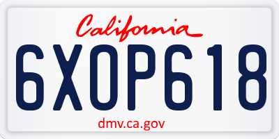 CA license plate 6XOP618